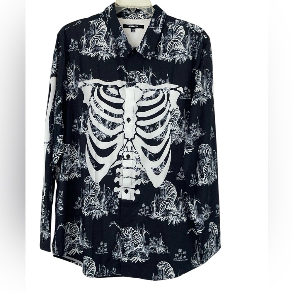 Novamen Mr. Savage Bones button up shirt. Size XXXL GUC - Picture 4 of 10